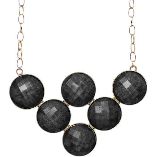 Black Beaded Statement Chain Necklace