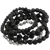 Black 5-Piece Faux Pearl Stacked Bracelets