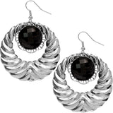 Black Extra Large Gemstone Crescent Earrings