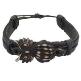 Black Brown Faux Leather Hoot Owl String Bracelet