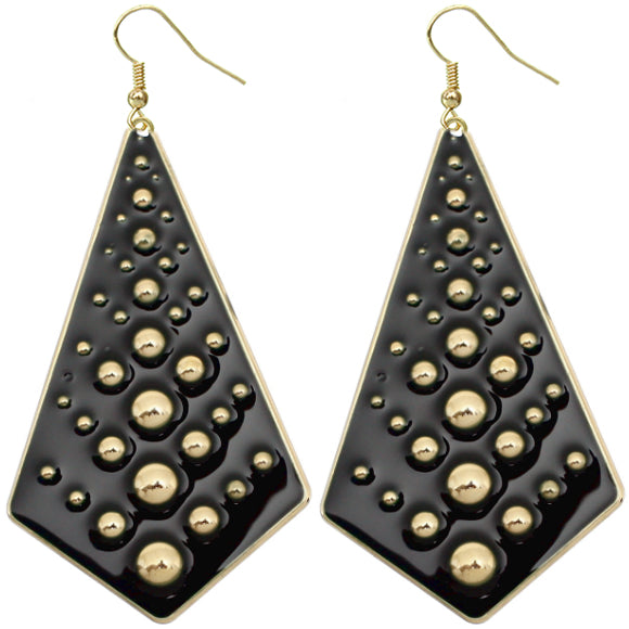 Black Bubble Necktie Dangle Earrings
