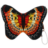 Black Orange Butterfly Coin Purse Keychain Wallet