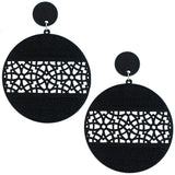 Black Mosaic Pattern Wooden Earrings