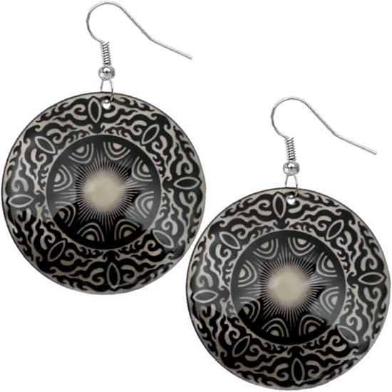 Black Boho Starburst Design Shell Earrings