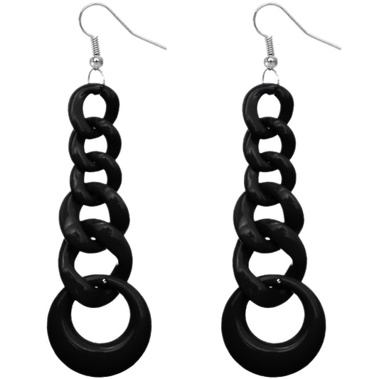 Black Gradual Chain Link Earrings
