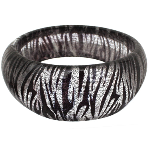 Black Clear Glitter Zebra Bangle Bracelet