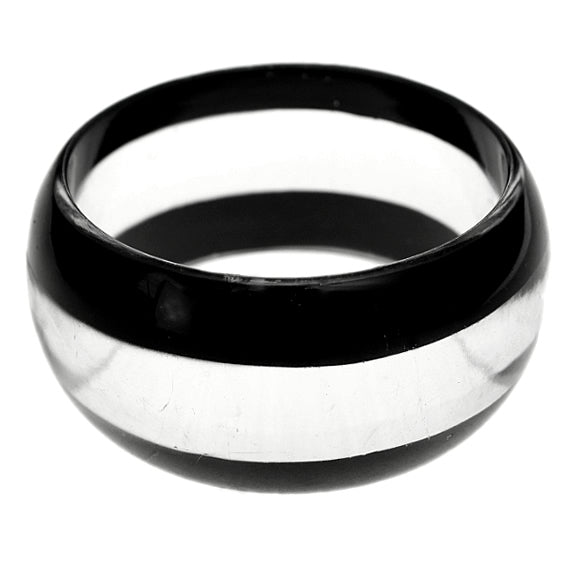 Black Clear Striped Round Bangle Bracelet