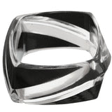 Black Clear Striped Square Bangle Bracelet