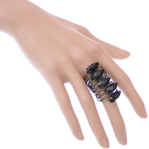 Black Beaded Coil Wrap Ring