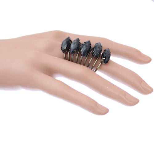 Black Beaded Coil Wrap Ring