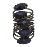 Black Beaded Coil Wrap Ring