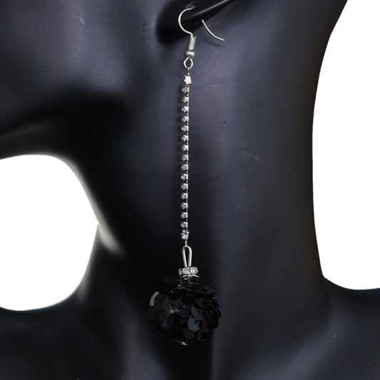 Black Confetti Ball Chain Earrings