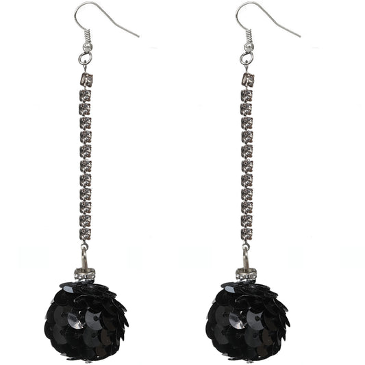 Black Confetti Ball Chain Earrings