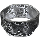 Black Cracked Texture Hexagon Bangle Bracelet