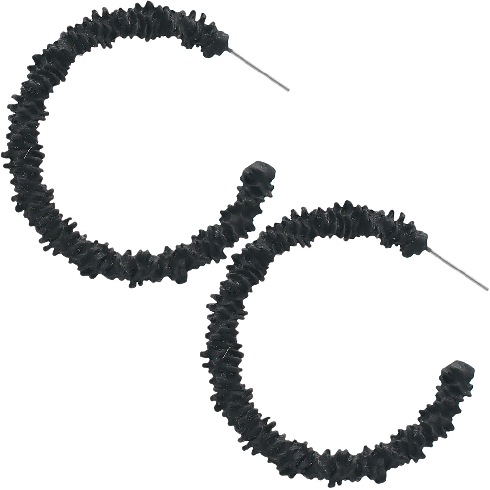 Black Crinkle Mini Hoop Earrings
