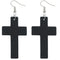 Black Cross Large Wooden Earrings