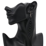 Black Leaf Cutout Wooden Earrings