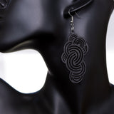 Black Swirly Cloud Wooden Earrings