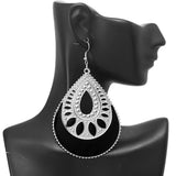 Black Open Teardrop Earrings