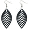 Black Leaf Cutout Wooden Earrings