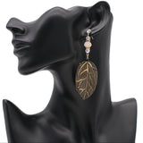 Black CZ Leaf Drop Earrings