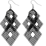 Black Diamond Shaped Dangle Earrings
