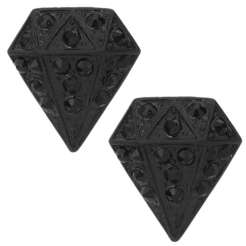Black Diamond Shaped Gemstone Post Earrings