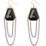 Black Double Chain Geometric Dangle Earrings