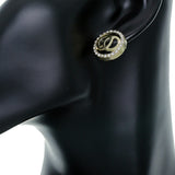 Black Double Circle Rhinestone Post Earrings