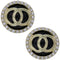 Black Double Circle Rhinestone Post Earrings