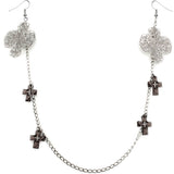 Black Double Cross Chain Necklace Earrings