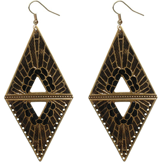 Black Inverted Reverse Triangle Earrings
