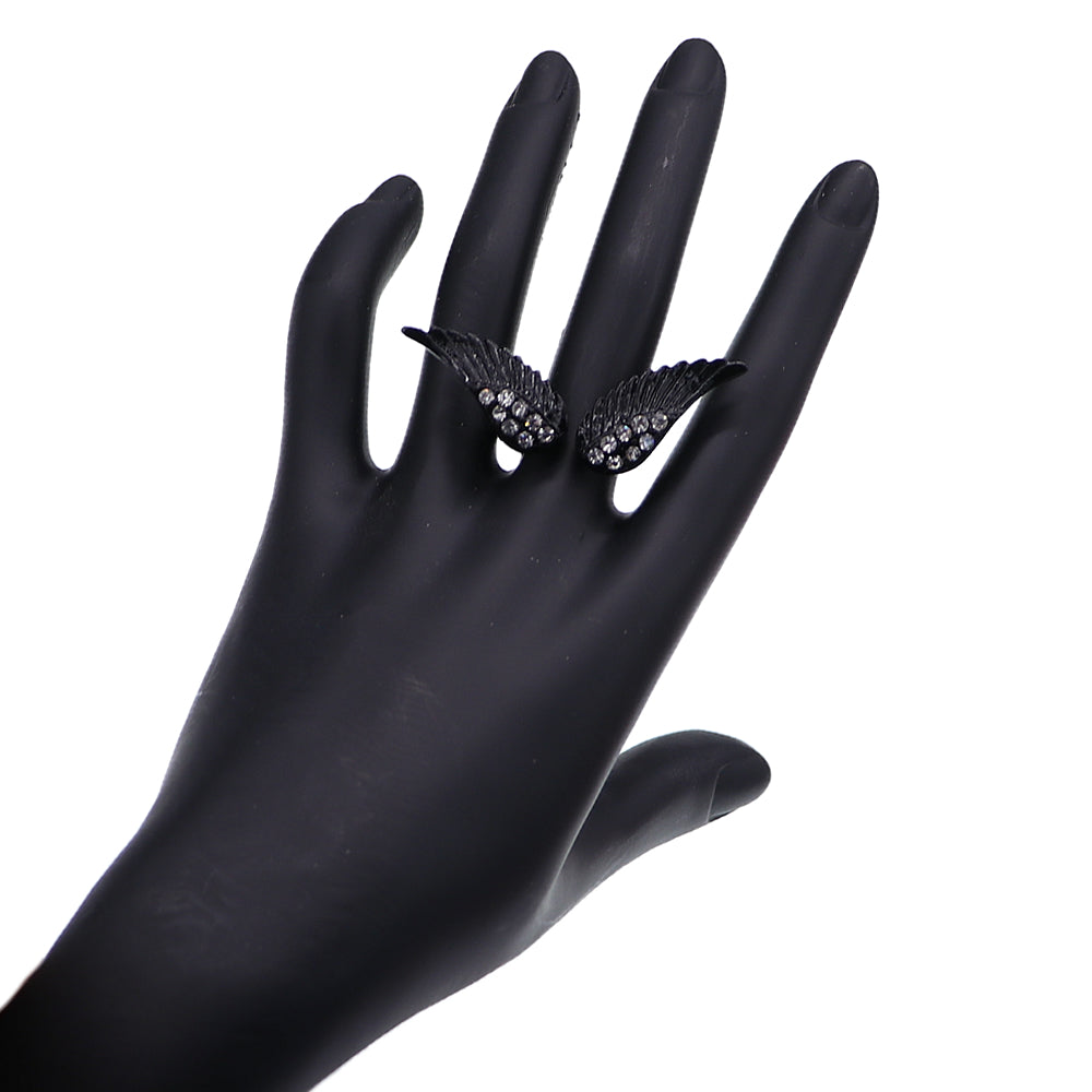 Black Double Angel Wing Cuff Ring