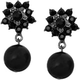 Black Elegant Faux Pearl Gemstone Earrings