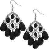 Black Faceted Bead Teardrop Earrings