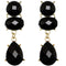 Black Elegant Faceted Teardrop Post Earrings