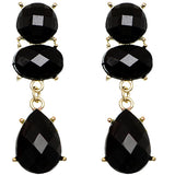 Black Elegant Faceted Teardrop Post Earrings