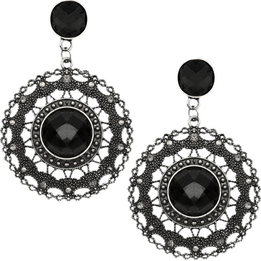 Black faceted earrings date night