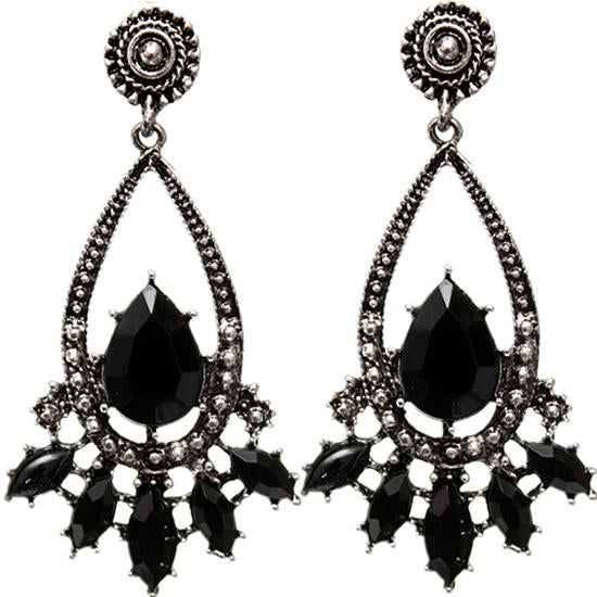Black Faceted Earrings