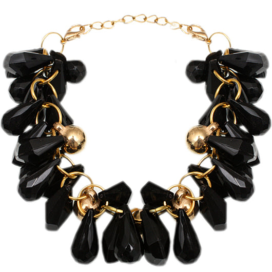 Black Goldtone Beaded Bracelet Earrings Set