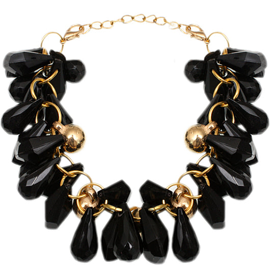 Black Goldtone Beaded Bracelet Earrings Set