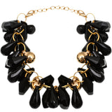 Black Goldtone Beaded Bracelet Earrings Set