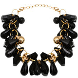 Black Goldtone Beaded Bracelet Earrings Set