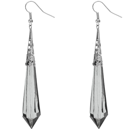 Black Faux Crystal Pointy Earrings