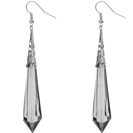 Black Faux Crystal Pointy Earrings