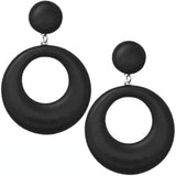 Black Soft Open Hoop Post Earrings