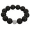 Black Faux Pearl Shamballa Stretch Bracelet