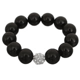 Black Faux Pearl Shamballa Stretch Bracelet