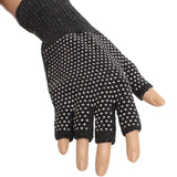 Dark Gray Dotted Fingerless Mitten Gloves