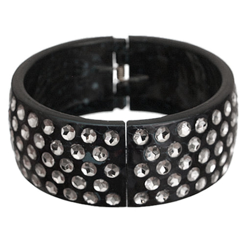 Black Iridescent Five Row Hinged Bracelet